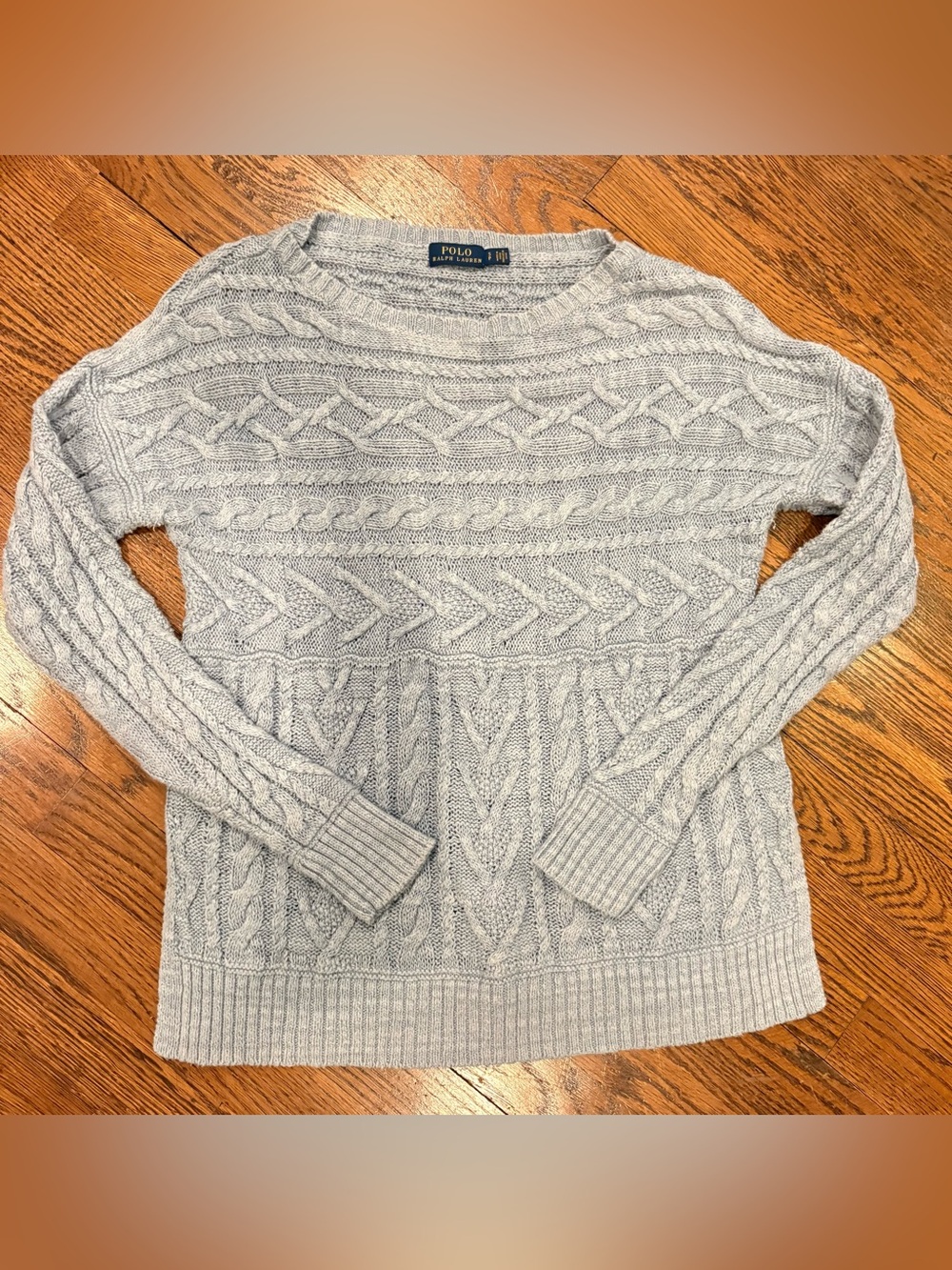 Polo by Ralph Lauren Light Blue Cable Crewneck Sweater